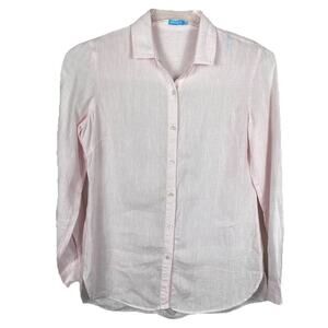 J MCLAUGHLIN 100% Linen Shirt Womens S Lt Pink Long Sleeve Classic Beach Resort